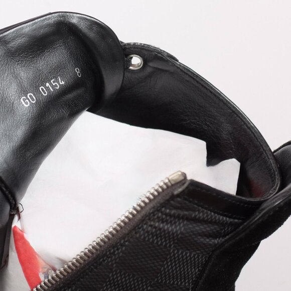 Louis Vuitton 8 US 9 black sneakers high top black Damier LOGO PRINT - Picture 11 of 14